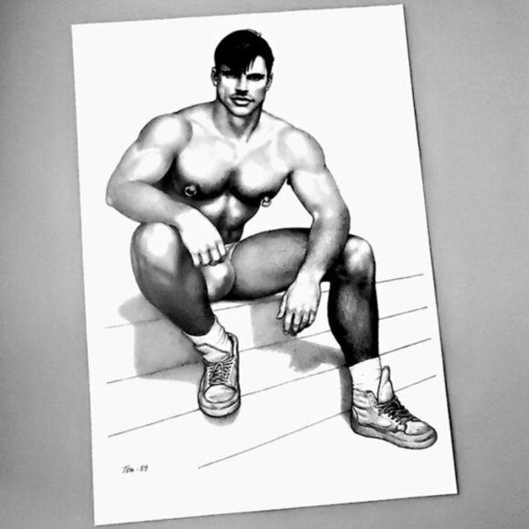 Tom Of Finland Black White Pencil Drawing - Picture 1 of 1